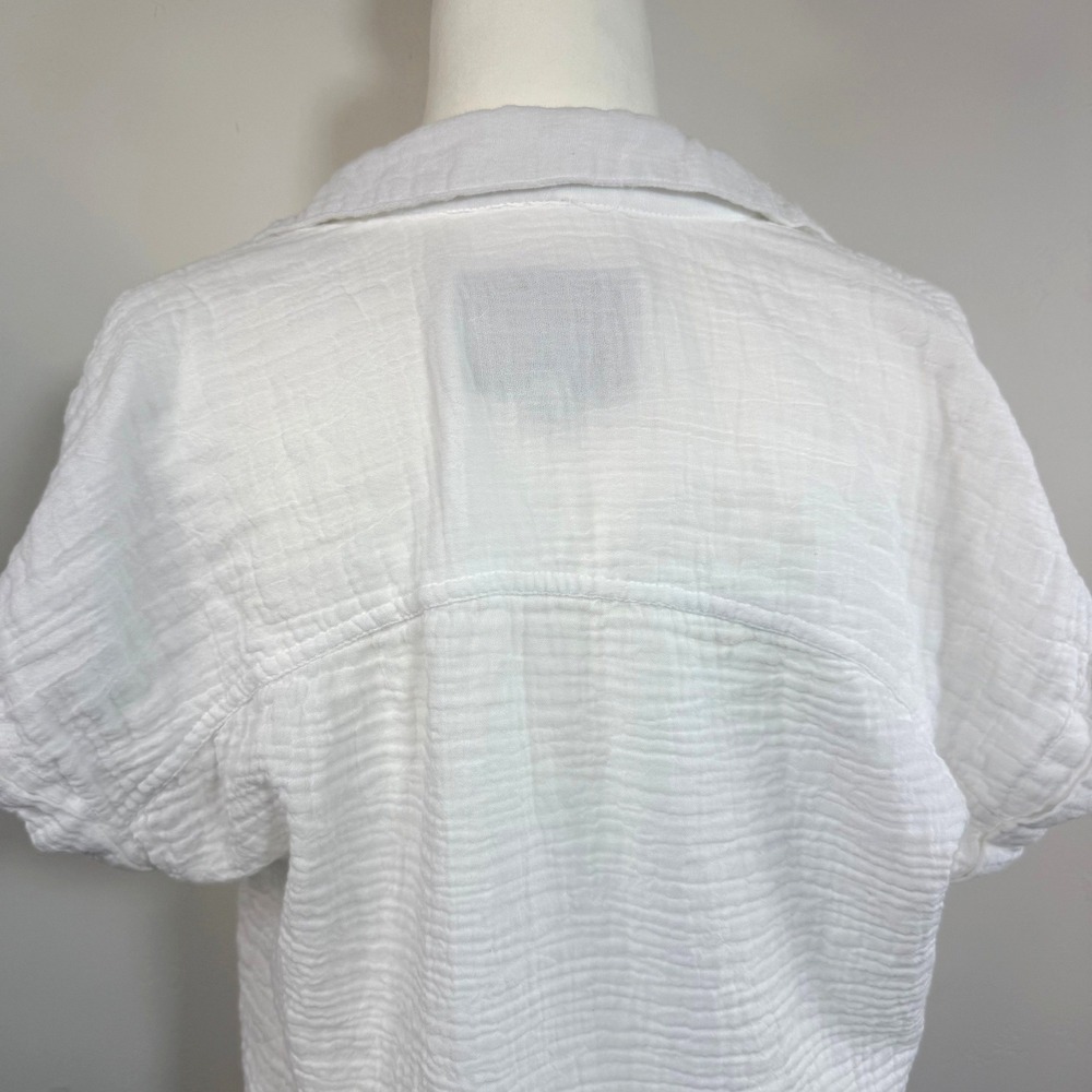 Lola River Cotton Gauze Button Up Shirt White Medium Coastal Beach Minimalist - Picture 8 of 14